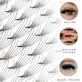 Promade XXL Box - 1200 FANS | Pinneacle Premade Volume Fans For Eyelash Extensions | 8 sizes-in-1 Box | 9mm-16mm | C, CC, D & L curl | 0.07 | 6D Volume (D curl)