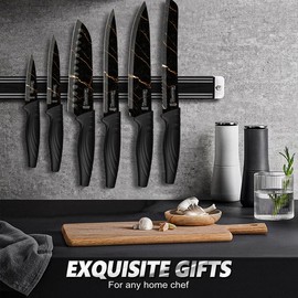 MICHELANGELO Knife Set 6 Piece with Nonstick Granite Coating, Sharp Stainless Steel Kitchen Knife Set, Professional Stainless Steel Knives Set