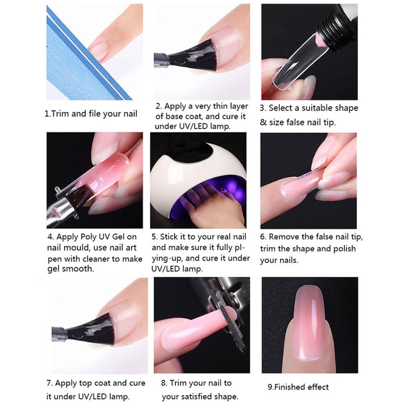 Nail Extension Gel Kit Beautiful Elegant Mild Glitter Decoration Poly
