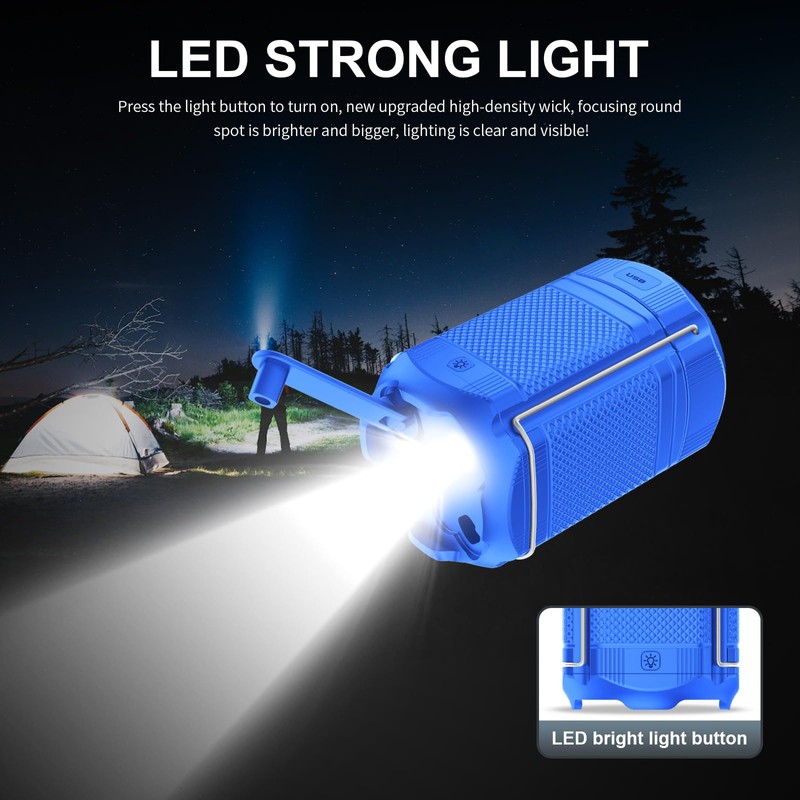 Camping Lantern 5000mAh Solar Hand Crank Telescopic LED Flashlight Portable