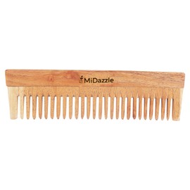 Midazzle Organic Pure Kacchi Neem Wood Comb for men and women | Natural & Eco-Friendly | Hair Growth, Dandruff Control, Hair Straightening, Frizz Control
