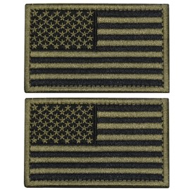 U-LIAN U-LIAN 2 PCS USA Flag Patch Tactical Morale Patch Embroidered American Flag Patch Hook Loop Fastener Backing Emblem,Army Green