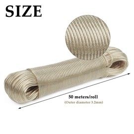 CENBEN Washing Line 50 m PVC Clothes Line Sturdy Steel Wire Insert High Quality Travel Washing Line (Colour: Transparent, Length: 50 m) for Household, Garden and Camping