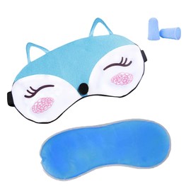 KXF Cooling Eye Mask Reusable Gel Sleep Mask with Ice Cold Pack & 2 Earplugs Elastic Strap Blindfold Night Eye Shade for Puffy Eyes Travel Nap