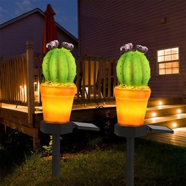 chislim Solar Lights Outdoor Decorative,Creative Cactus Pineapple Stake Waterproof Landscape Lights,Landscape Lighting for Garden Patio Lawn Yard (Cactus A-2 Pack)