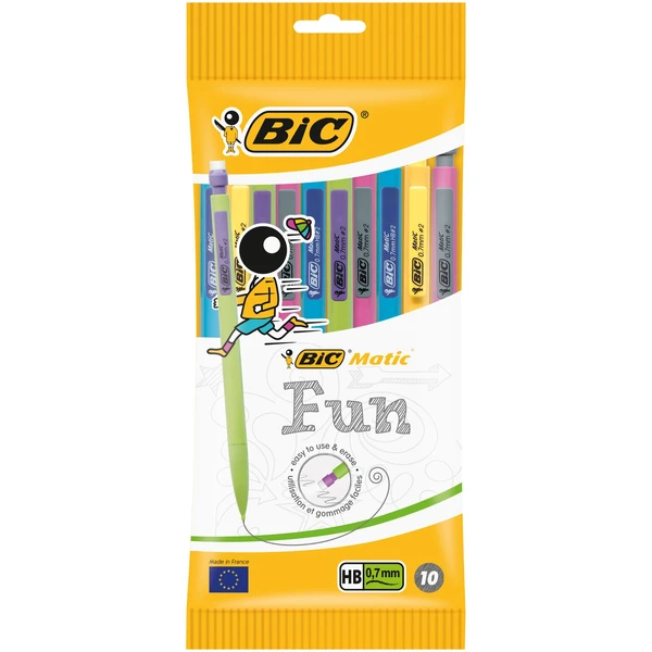 BIC Matic Fun 0.7mm Mechanical Pencils - Assorted Colours, Pouch