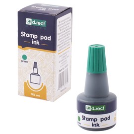 D.RECT - Stamp ink | for refilling | for all common ink pads | water-based | green | 30 ml - pack of 12