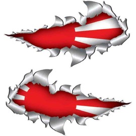 Small Size Japanese Flag Metal Rip Open Sticker