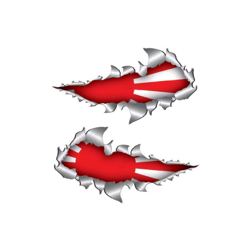 Small Size Japanese Flag Metal Rip Open Sticker