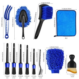 Waibejon 13pcs Car Cleaning Kit, Car Detailing Kit, Wheel Cleaning Brush Tyre Brush, for Car Motorcycle Bike Cleaning Wheels, Interior, Exterior, Leather, Dashboard, Vents