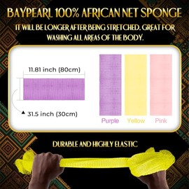 UJFQBH 3 Pieces African Bath Sponge African Net Long Net Bath Sponge Exfoliating Shower Body Scrubber Back Scrubber Skin Smoother,Great for Daily Use 