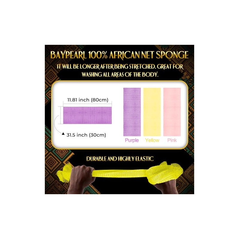 UJFQBH 3 Pieces African Bath Sponge African Net Long Net