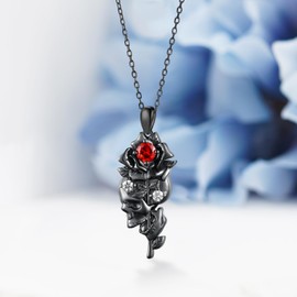 Feijiesi Skull Necklace 925 Sterling Silver Gothic Skull Necklace Gothic Jewelry Gifts for Women Men