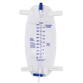 Easy-Tap Leg Bag Urinary Drainage Bag, 1000ml, Anti-Reflux Valve, Cloth Straps, Easy Flip Drain (Pack of 3) (COL3)