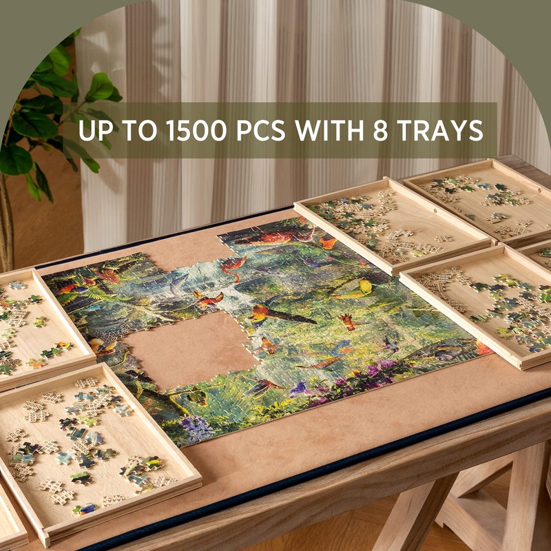 Becko US Wooden Puzzle Sorting Trays with Sliding Drawer Design,