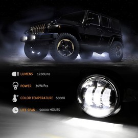 3.5'' Faros Delanteros de Niebla para Jeep Wrangler para JL JLU 2007-2017 JK JKU LJ TJ CJ,Luces de LED en Parachoques Delantero,Alto/Bajo Aprobado por Puntos,Juego de 2 (Luz amarilla + luz blanca)