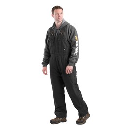 Berne Men's Heartland Insulated Washed Duck Bib Overall, Large Regular, Black