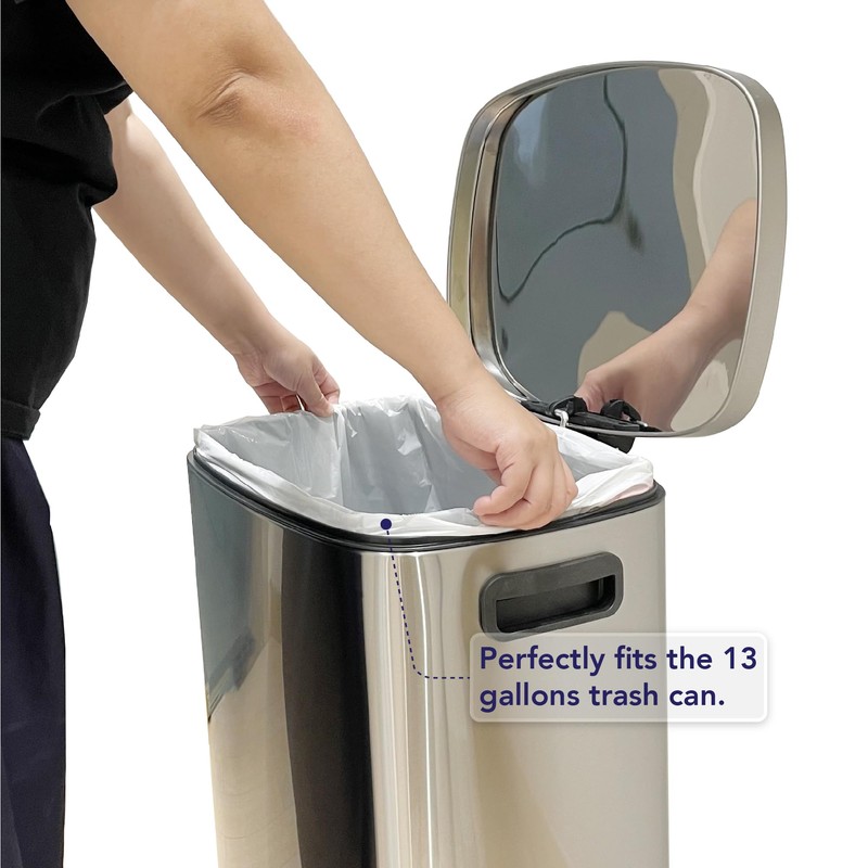 HygiCare Tall Kitchen Drawstring Trash Bags - 13 Gallons, 200