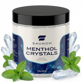 Cristales de mentol para sauna de primera calidad, 7 onzas, cristales de hielo de mentol natural 100% puro para sauna, aromaterapia de enfriamiento pr