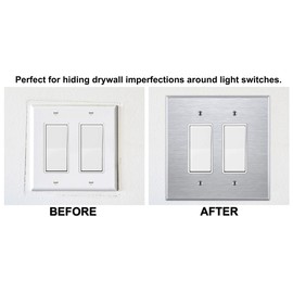 OVERSIZED 2 Gang Decorator Stainless Steel Wall Plate - Switch Plate for Decora Rocker Style Light Switches, GFCI, Electrical Plug Outlets, Brushed Satin Finish, Made in USA, UL Listed, 5.5" x 3.5"