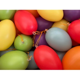 khevga Decorative Easter XL Easter Eggs 8 cm Large Multicoloured with Ribbon for Hanging Indoor and Outdoor Use Set of 24