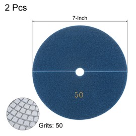 sourcing map Diamond Polishing Pad 7-Inch 50 Grits Wet/Dry Grinding for Stone Concrete Marble Countertop Floor 2pcs