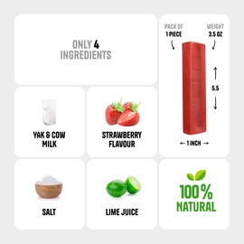 PetYupp PetYupp Premium Himalayan Yak Cheese Chew for Dog - Natural, High-Protein & Long-Lasting Treats for Aggressive Chewers & All Dog Sizes C Gluten, Grain & Lactose Free (Large, Pack of 1 - Strawberry)