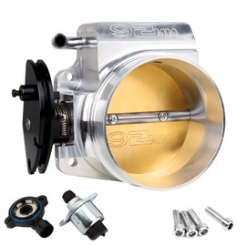92MM Fuel Injection Throttle Body for GM Gen III LS1 LS2 LS3 LS6 LS7 SX LS LSX Intake Manifold with TPS Throttle Position Sensors 4 Bolt Aluminum - Drive by Cable(Silver)