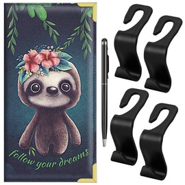 bvya Corner Guard Car Registration and Insurance Card Holder, Leather Vehicle Glove Box Organizer with 4 Pack Car Seat Headrest Hook