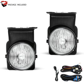 SPIEGEER Fog Lights Lamps Assembly For 2003 2004 2005 2006 GMC Sierra 1500 2500 3500 Fog Lamps Replacement with Wiring Harness & Switch Kit H10 12V 45W Halogen Bulbs(Clear Lens)
