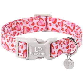 UP URARA PUP Valentine’s Dog Collar, Pink Heart Dog Collar with Quick Release, Valentine’s Gift Pet Collar for Puppy Girl Boy Dogs, Wedding Dog Collar