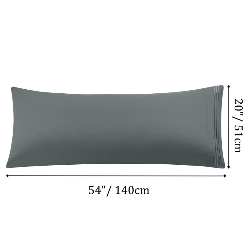 PiccoCasa Bolster Pillow Cases 2 Pack Embroidery Brushed Microfiber Body