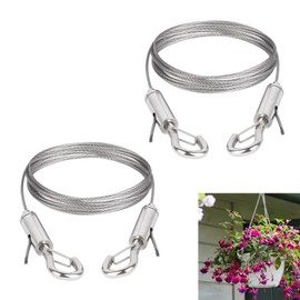 Pack of 2 Wire Rope Adjustable Steel Rope Hanging, Stainless Steel Wire Rope Suspension Steel Cable with Hooks 2 m x 1.5 mm Pictures Hanging Rope Photo Rope for Curtains Baskets Hanging Accessories