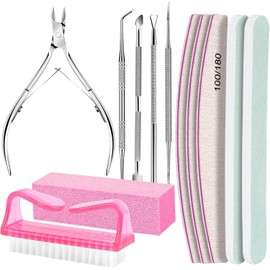 Limas de Uñas Profesionales Sets,12pcs Lima de uñas y bloque pulidor uñas Empujador de Cuticulas Pulidor de Uñas,Kit para Limpiar Uñas y Quitar Cutículas,para Salón y Uso Doméstico