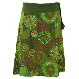 Guru-Shop Embroidered, Knee-Length Skirt, Boho Chic, Retro Mandala - Ladies’ Cotton Skirt / Short Alternative Clothing - Skort