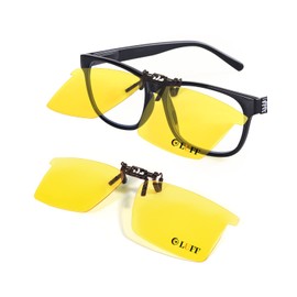 LUFF Polarised Sunglasses with Clip-on Sunglasses for Men/Women with Flip-Up Polarised Sunglasses Fits Over Glasses/Readers/Outdoor Sports, 720-Yellow
