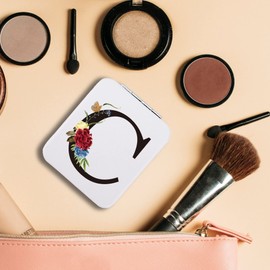 SUNBMO Iniciales Letra B Flores de acuarela Espejo compacto de piel sintética, regalos de nieta de abuela, Navidad, San Valentín, regalos para nieta