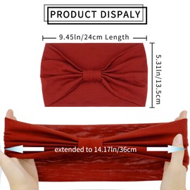 AWUMBUK Wide Headbands for Women Knotted No Slip Head Bands Soft Turban Headband Hair Accessories Boho African Solid Color Head Wraps for Women Yoga Workout Pack of 6 (Fashion)