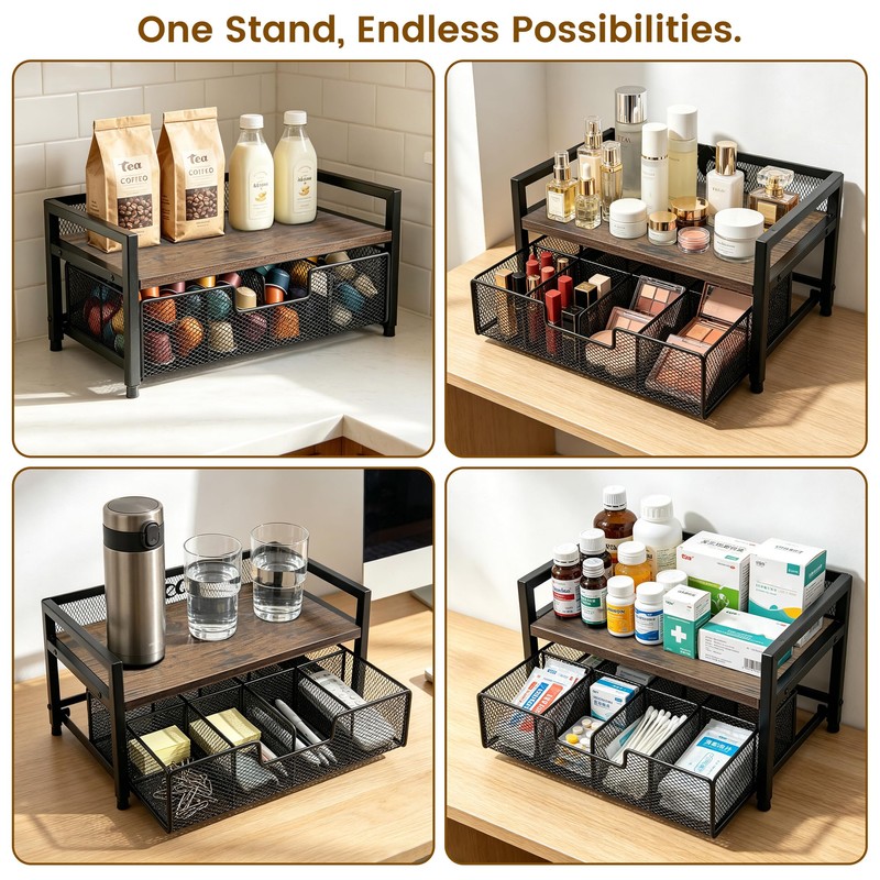 Uniqcovosa 2 Tier Tea Bag Organizer and Storage - 8