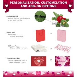 DolliBu I Love You Super Soft Large Green Alligator - Stuffed Green Alligator Animal with Red Shirt for Valentine, Anniversary, Romantic Date, Boyfriend, or Girlfriend Gift - 17 inches