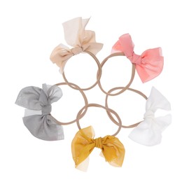 Vaguelly 5pcs Bowknot Headbands Elastic Hair Accessories Grey and Comfortable and Skin Friendly