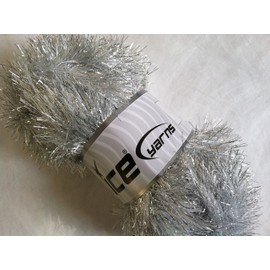 Large 100 gram skein Silver Light Gray Eyelash Dazzle Ice Metallic Eyelash Yarn
