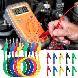 Riisoyu Pack of 5 1 m Multimeter Test Leads, 4 mm, 5 Colours, Insulated Banana Plugs, 10 Pieces, Crocodile Clips and Test Probes, Multimeter Measuring Cable, Cable for Current Meters, Multimeters,