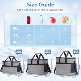 Lifewit Cooler Bag 50 Cans Collapsible and Insulated Large Lunch Bag Leakproof Soft Cooler Portable for Camping/BBQ/Family Outdoor Activities, Gray