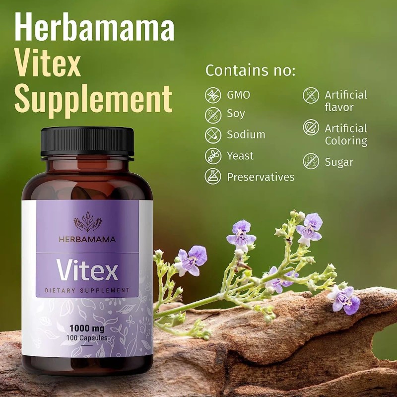 Herbamama Suplemento Vitex Balance Hormonal Para Mujer 100caps Sabor Sin