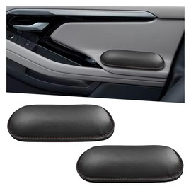 Craedli 2PCS Car Door Armrest Pads, Soft Leather Memory Foam Car Knee Cushion Pad for Elbow Leg Support, Comfort Automotive Center Console Arm Rest Pillow Knee Pads Universal for Most Cars (Black)