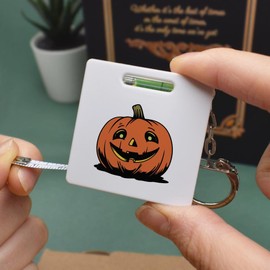 Azeeda 'Smiling Pumpkin' Keyring Tape Measure/Spirit Level Tool (KM00039726)