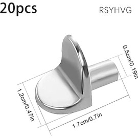 RSYHVG Shelf Support Pegs 20Pcs 5mm L Shape Metal Shelf Pegs for Kitchen Cabinet Bookcase Closet Wardrobe Cupboard Wood Glass Shelves Supports, Nickel Plated Shelf Bracket Pegs Pins