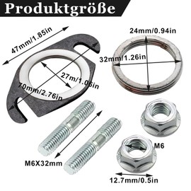 Exhaust Gasket Manifold Gasket 50 cc 2T Scooter and Exhaust Stud Bolt M6 Set Compatible with Yamaha Aerox Bw's, MBK Booster, Nitro, Aerox, Mach-G, Jog-R, Ovetto, Malaguti F10, F12, F15, Aprilia SR