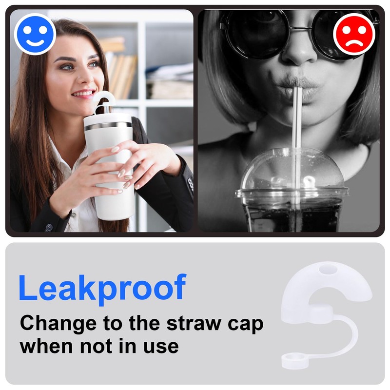 DC,CLISENCE 2PCS Anti Wrinkle Straw Cover, Food Grade Silicone Straw